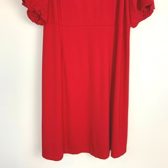 New J Jill Simple Elegance Puff Sleeves Dress In Red Cherry Size 2XL - Picture 6 of 16